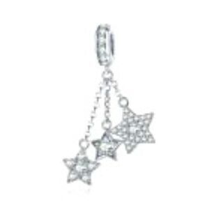 Womens Silver Three Star Charm